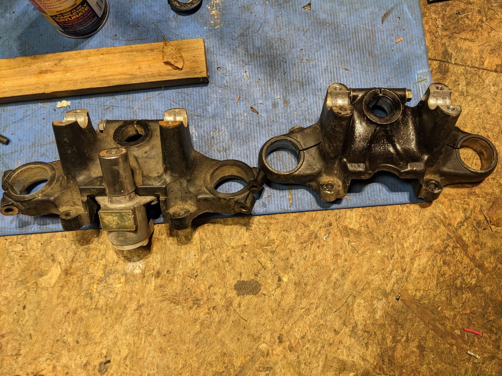 GL1100 top on left; GL1000 top on right. The ignition switch bolted right on.