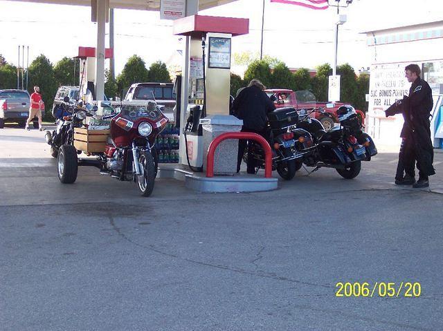 In the US getting gas, minus Bear & Tammy, Glenn & Anne, Frenchy, & Rebel