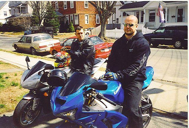 Me and G.  This is, was, my Kawasaki 636 Ninja.  Popped a 40 mph wheelie at 12 o'clock, fell and almost killed myself, then real
