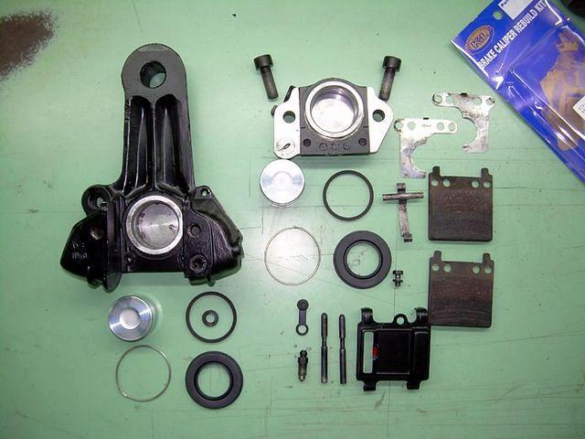 Rear caliper ready for mounting.