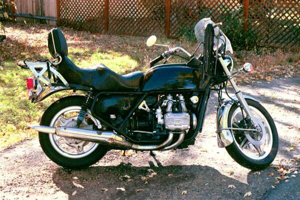 Here's my 1978 GL1000 not long after I got it, but shortly after I'd removed the fairing, saddlebags and trunk.