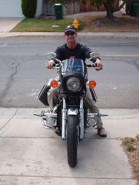 Mark S. Rolling His New Bike Out For The First Ride