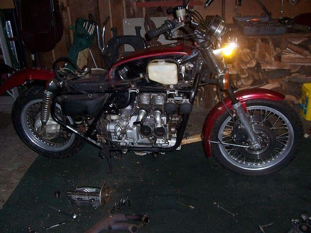 My 1975 GL1000 being dissasembled in my garage. 