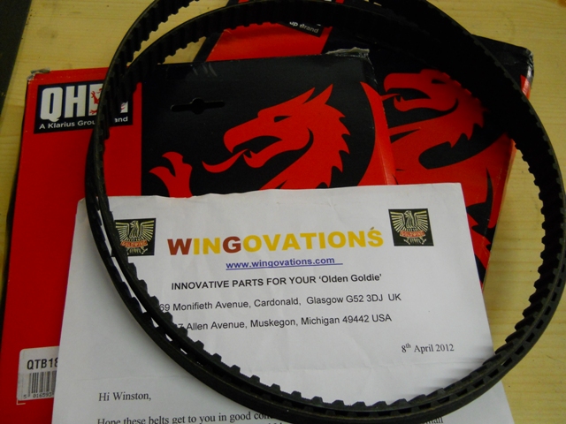 So many donations to thank people for! Thank you John and Doug of WINGOVATIONS for TWO sets of timing belts!!