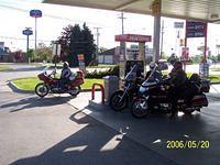 In the US getting gas, minus Bear & Tammy ( Broke Bike ), Glenn & Anne, Frenchy, & Rebel ( Dealing With Customs On T