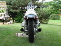 The Harley view.  In reality it looks much smaller (farther ahead).