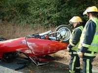 Helicopter-car crash.