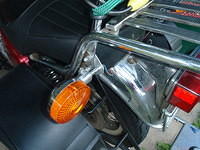 08 Turn signals are attached to plates bolted to attachment points for sissybar