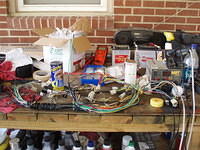 Harness wiring completed, sealing splices and wire ends with liquid vinyl