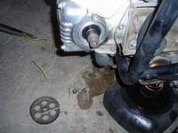 Found an improperly placed seal on the right camshaft heatshield, so now I have to remove the cam gear to replace that