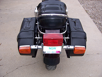 Rear view of my custom made saddle bag brackets.