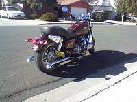 rear view - Indian Aurora tail light/turn signals and HD pistol -er- tool box