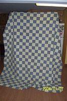 Had some yellow left over from the other quilt, used a different blue/yellow plaid ...is called nine patch ...hahaha i know i kn