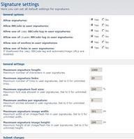 Signature settings