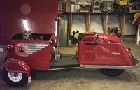 1947 cushman with a blown Gold Wing motor up front. Built by Bill Bushling of Magna Charger